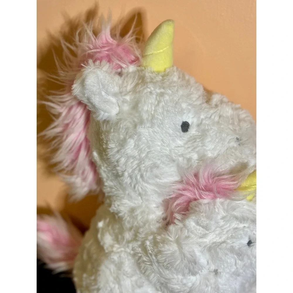 Cloud Island Plush Unicorn Mother and Baby Rattle Set White Pink Stuffed Animal